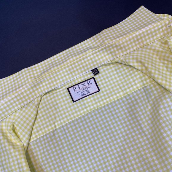 Thomas Pink Button Down Gingham Shirt - Size 17, 36.5 - Picture 5 of 11